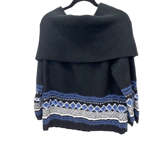 CASLON Black & Blue Fair Isle Convertible Cowl Neck Pullover Sweater Size XL - Picture 1 of 5